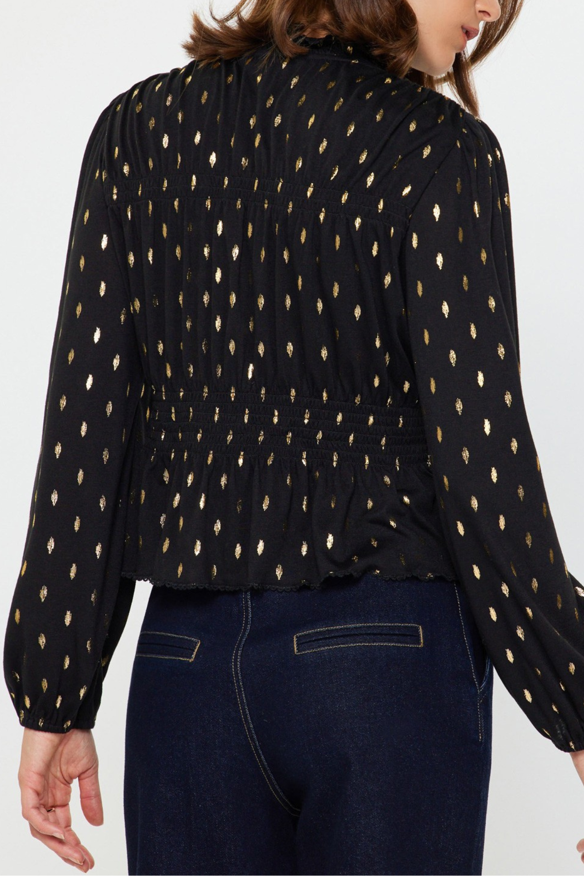 Metallic Detail Peplum Top