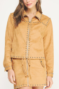 Studded Detail Suede Jacket
