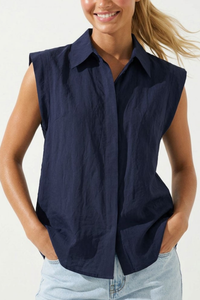 Cap Sleeve Hidden Placket Blouse