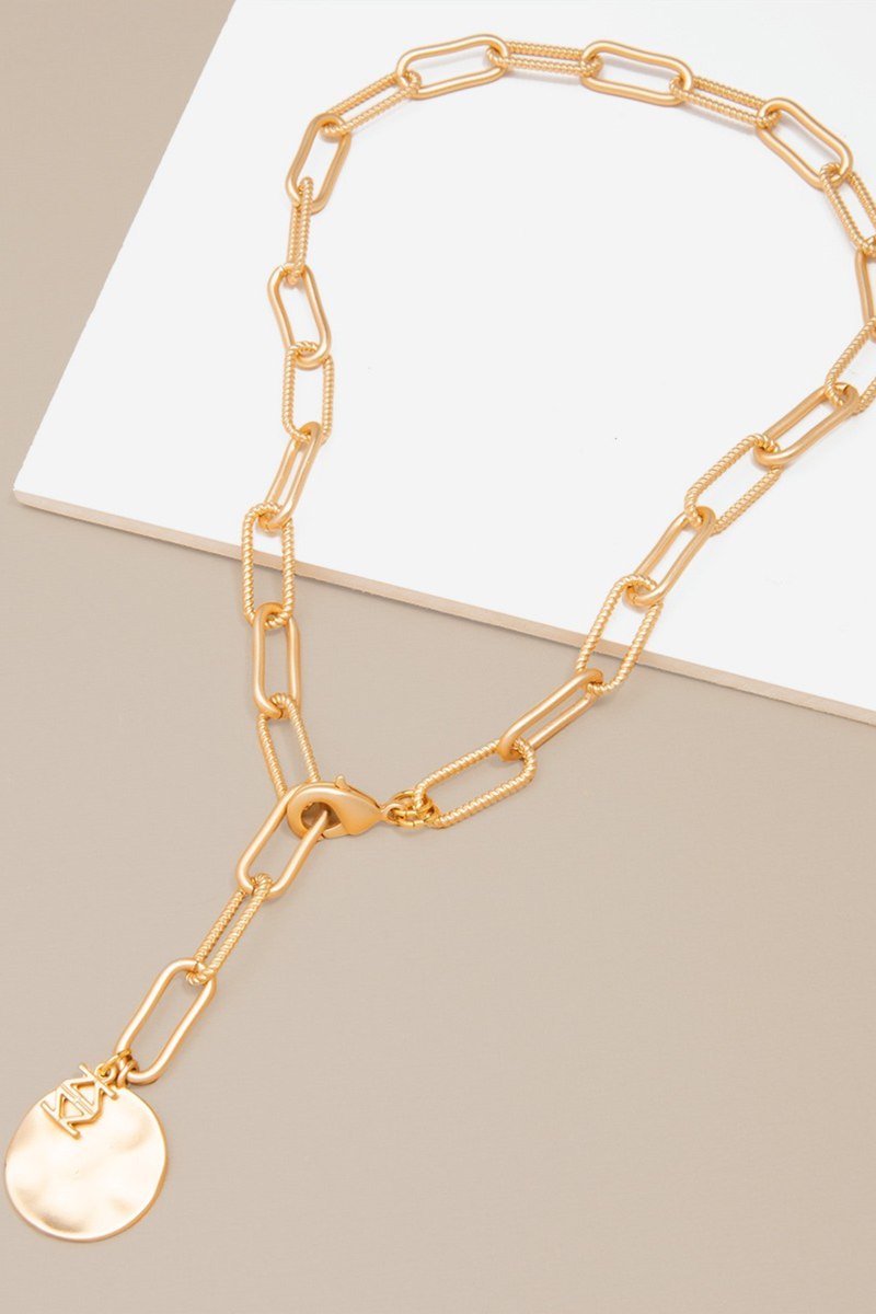 Paper Clip & Coin Medallion Necklace