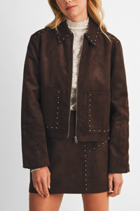 Studded Faux Suede Jacket