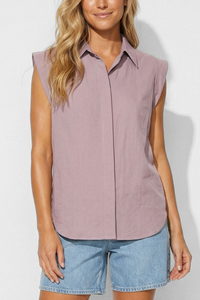Cap Sleeve Hidden Placket Blouse
