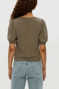 Michael Stars Quinn Puff Sleeve Ribbed Top