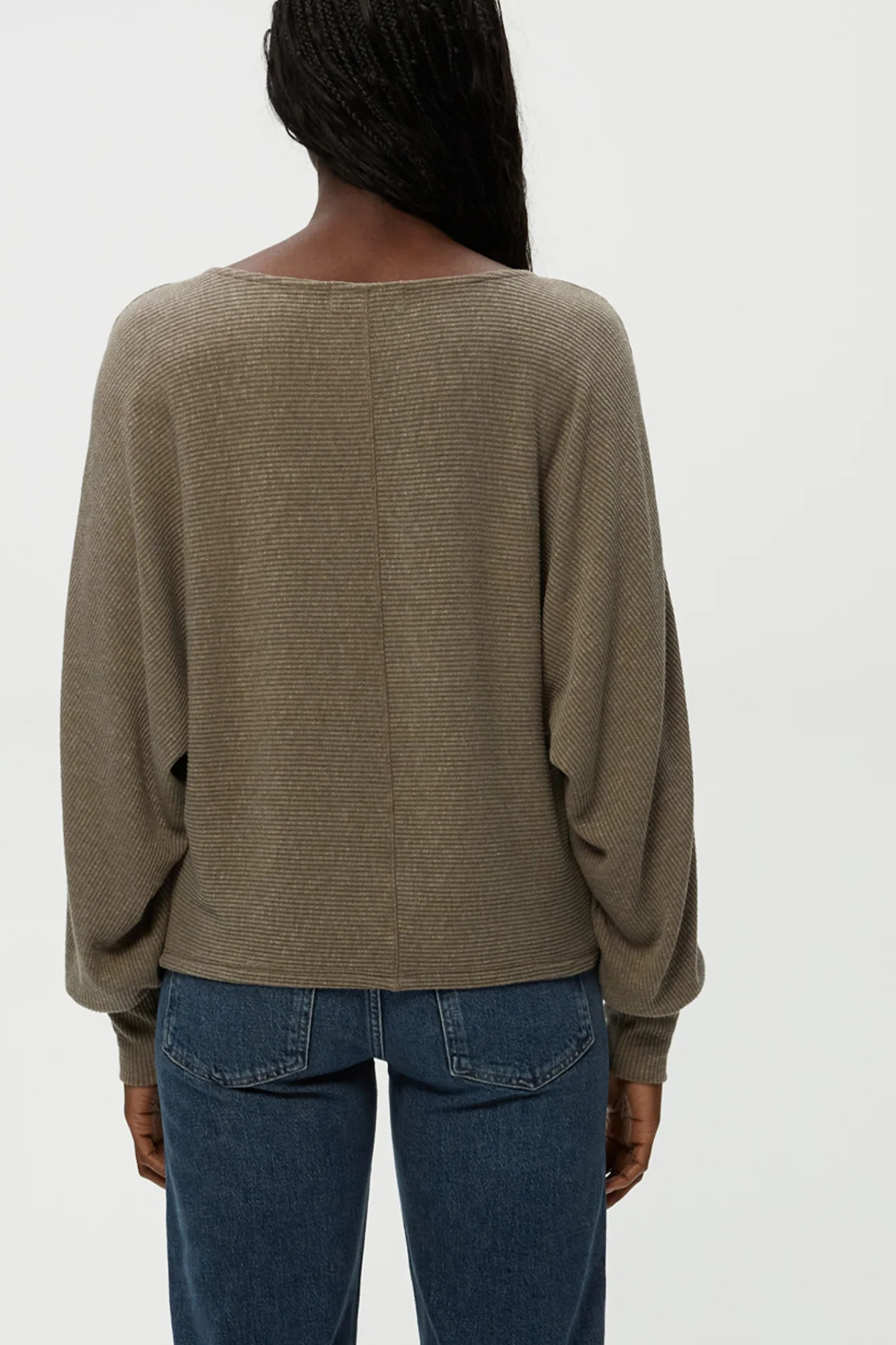 Michael Stars Roxy Balloon Sleeve Ribbed Top