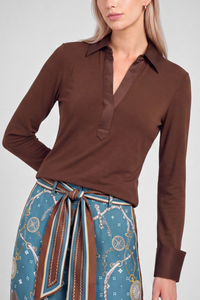 Ribbed Knit Collared Top