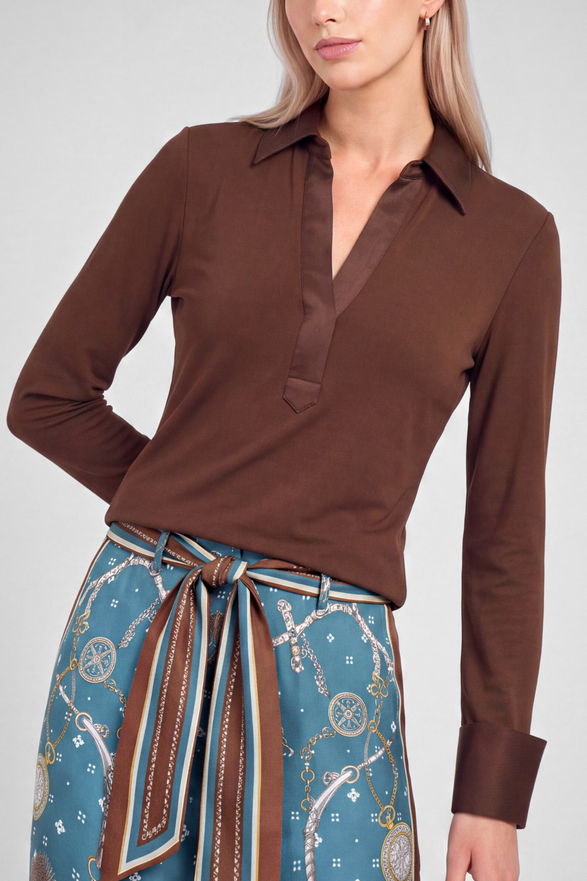 Ribbed Knit Collared Top