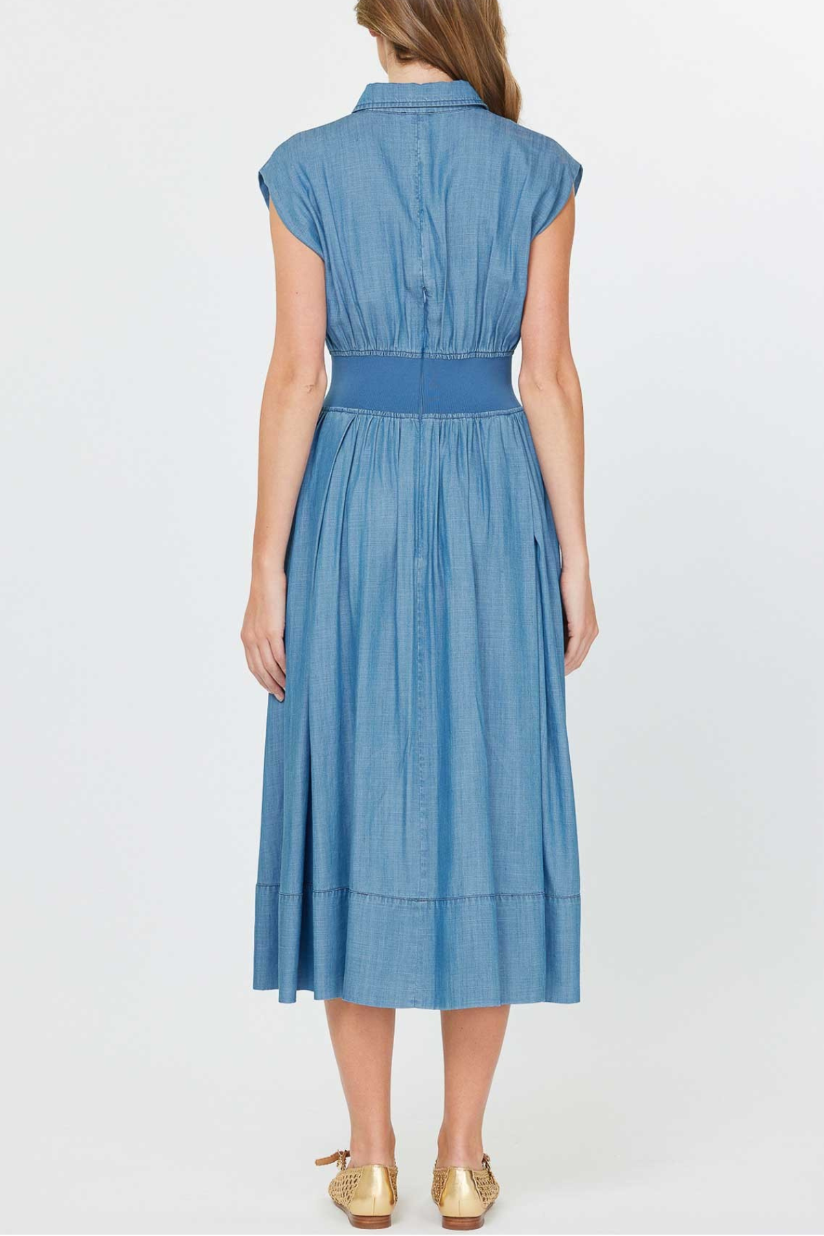 Cap Sleeve Midi Shirt Dress