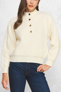 Mock Neck Henley Sweater