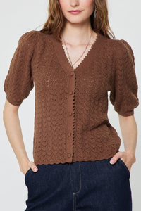 Short Sleeve Scalloped Edge Cardigan