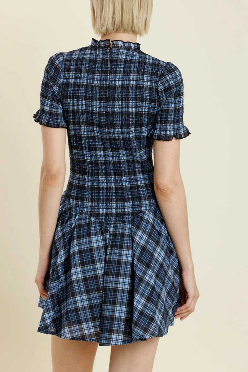 Plaid Smocked Mini Dress