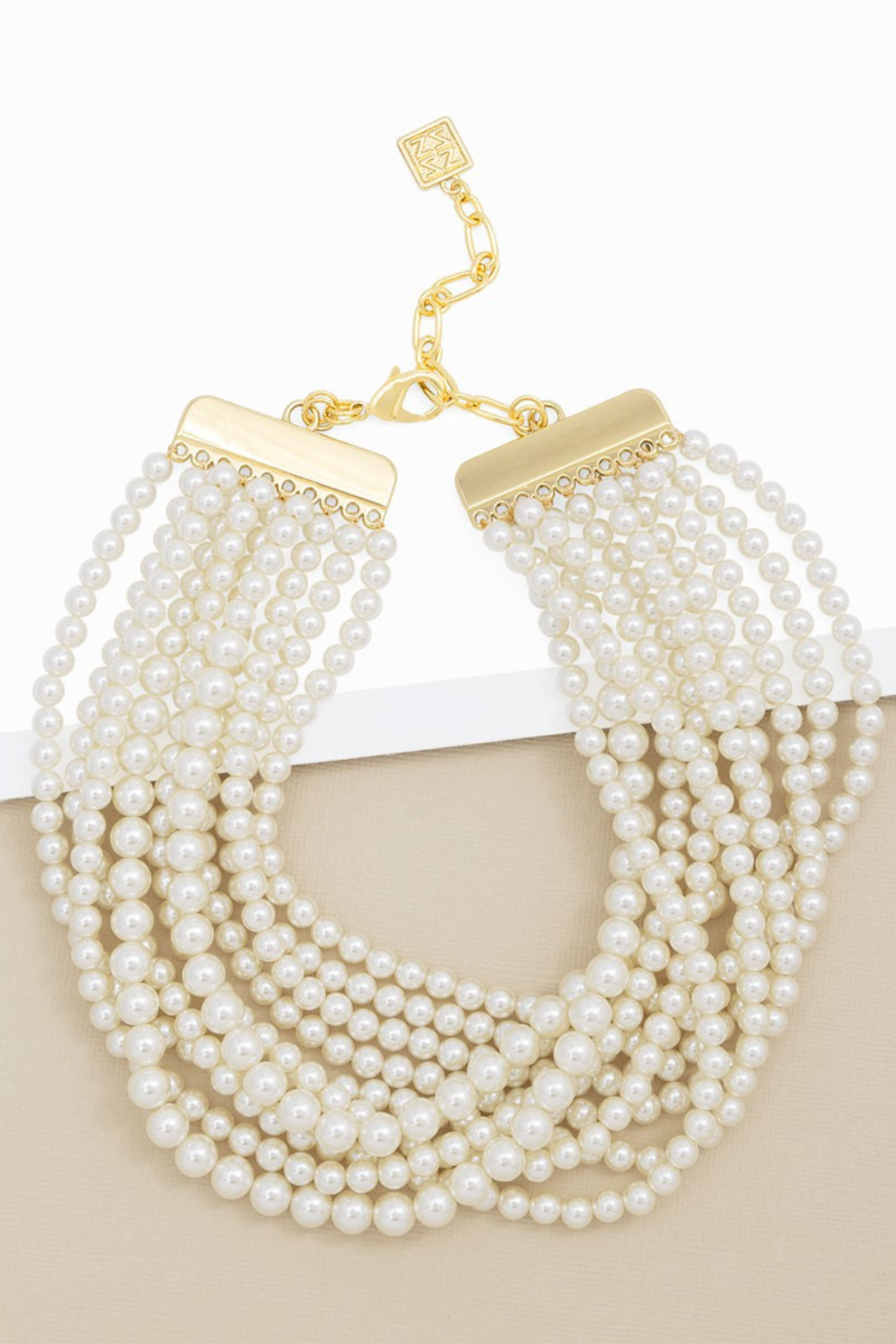 10 Strand Small Pearl Collar Necklace by Alixandra Blue