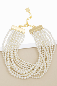 10 Strand Small Pearl Collar Necklace