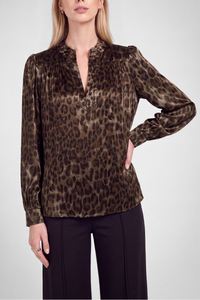 Leopard Print Long Sleeve Blouse