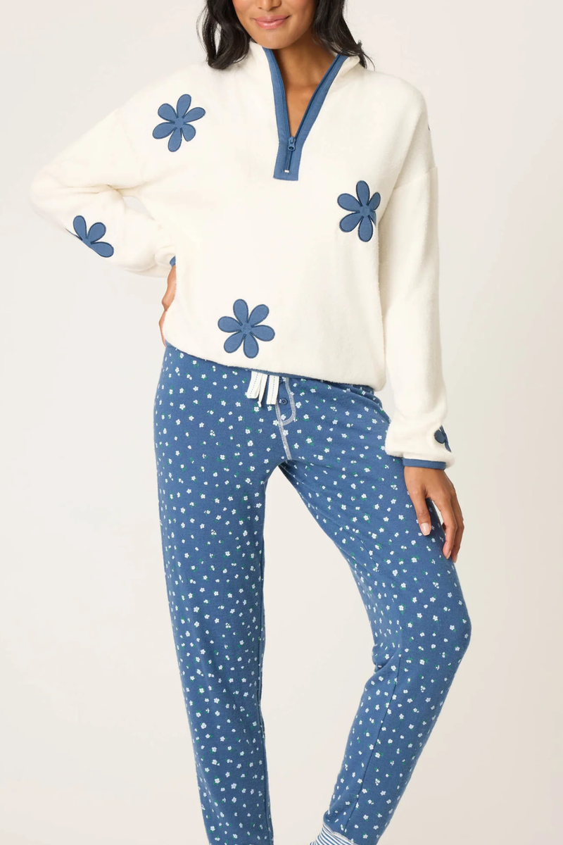 P.J. Salvage Cozy Life Floral Quarter-Zip Sweater