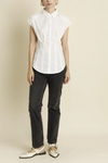 Pleated Cap Sleeve Blouse