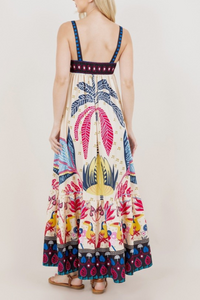 Tropical Sleeveless Midi Dress