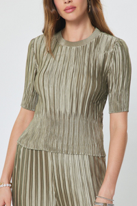 Crinkle Pleated Fitted Top
