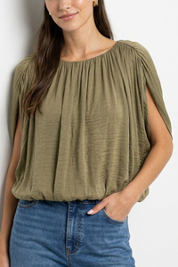 Grecian Drape Bubble Blouse