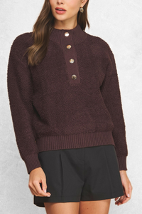 Mock Neck Henley Sweater
