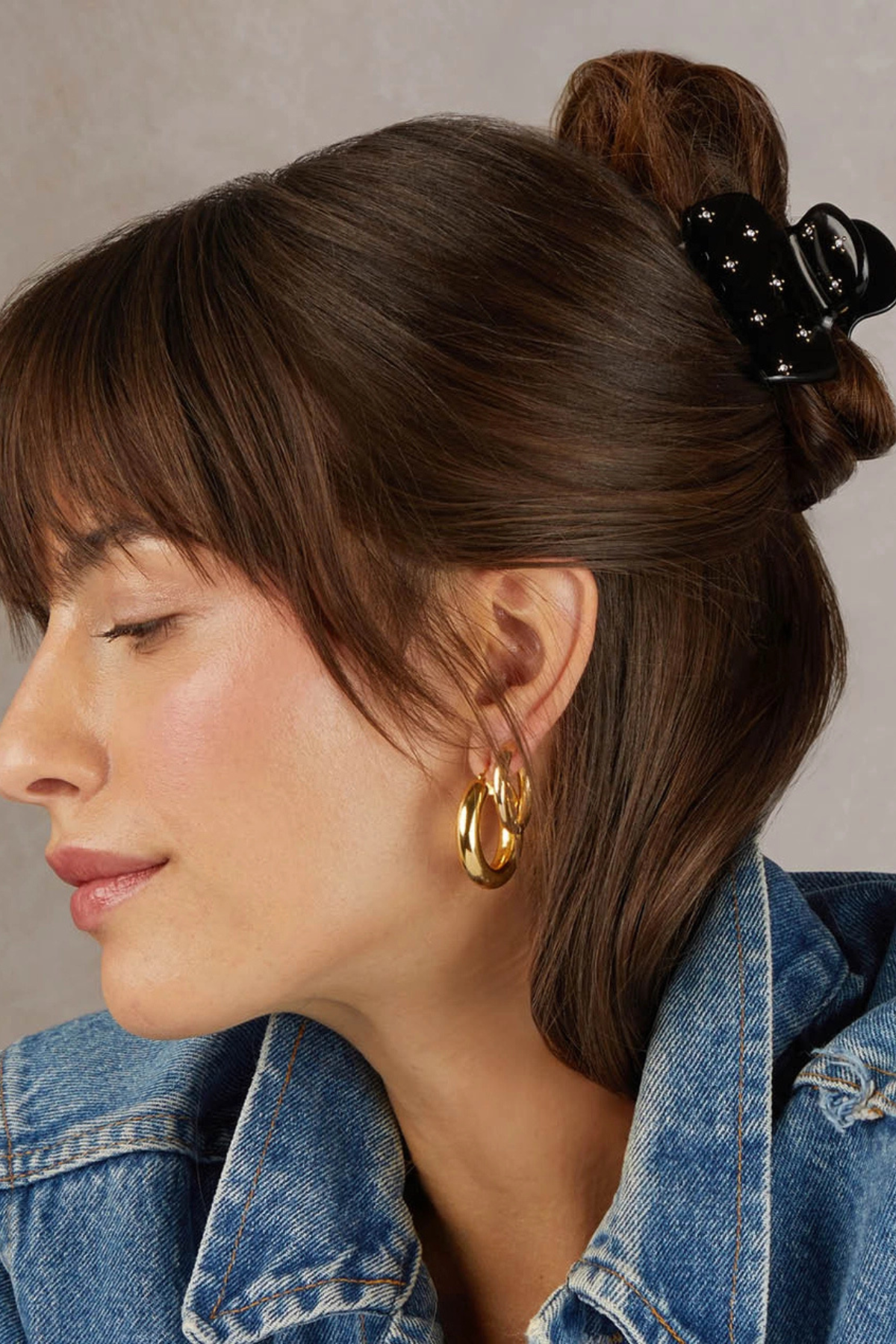 Rhinestoned Medium Puffy Claw Clip