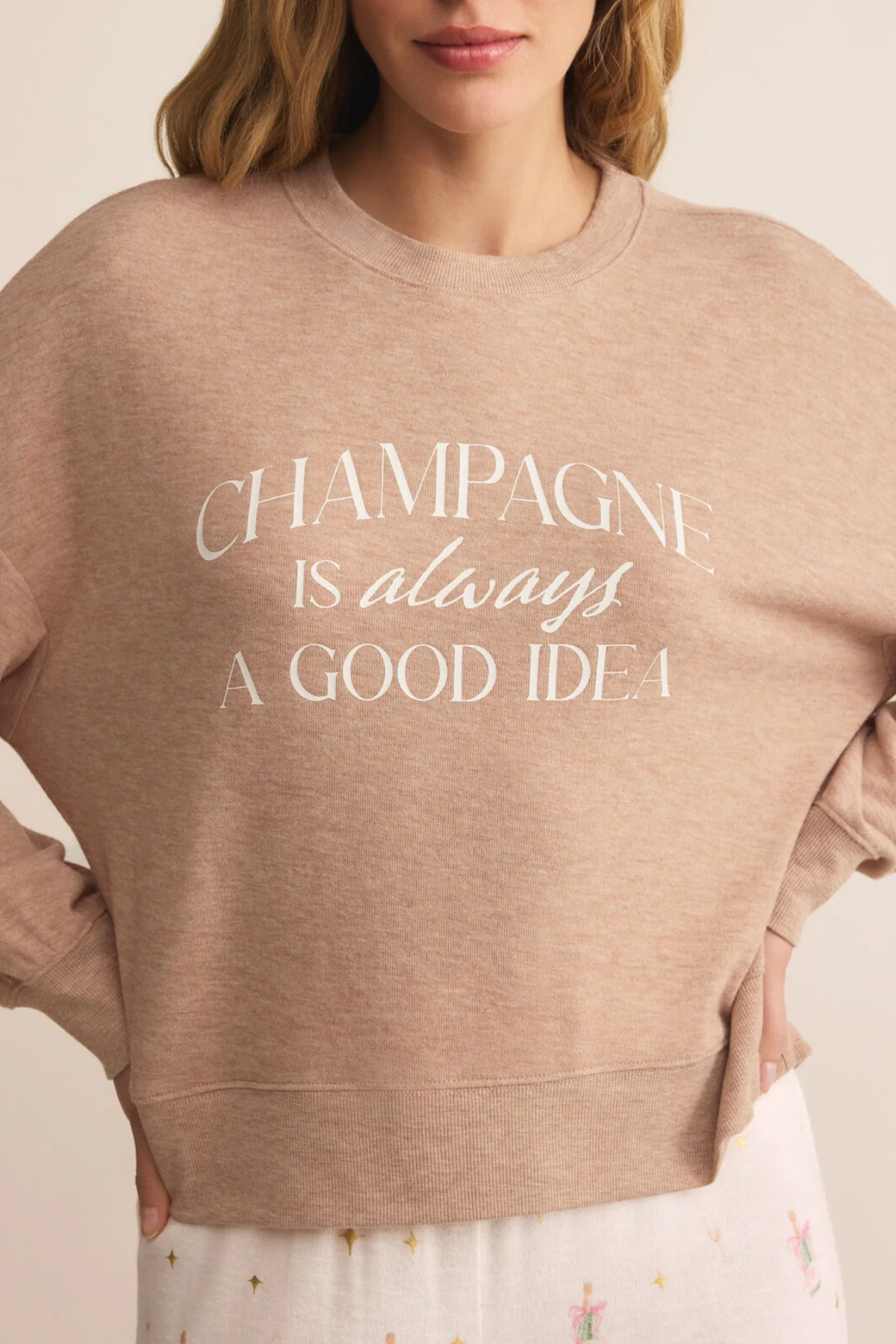 Z Supply Champagne LS Top