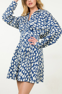 THML Long Sleeve Print Dress