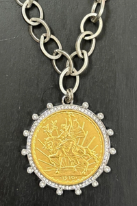 Two Tone Coin Pendant Necklace