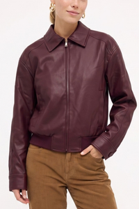 Vegan Leather Bomber Jacket