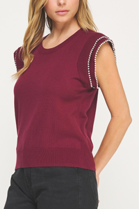 Pearl Trim Sweater Top