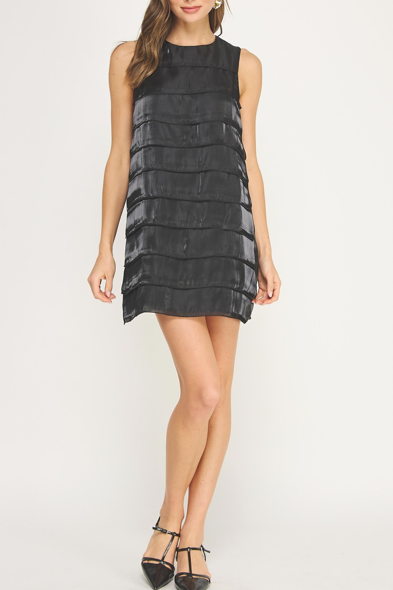 Tiered Satin Mini Dress