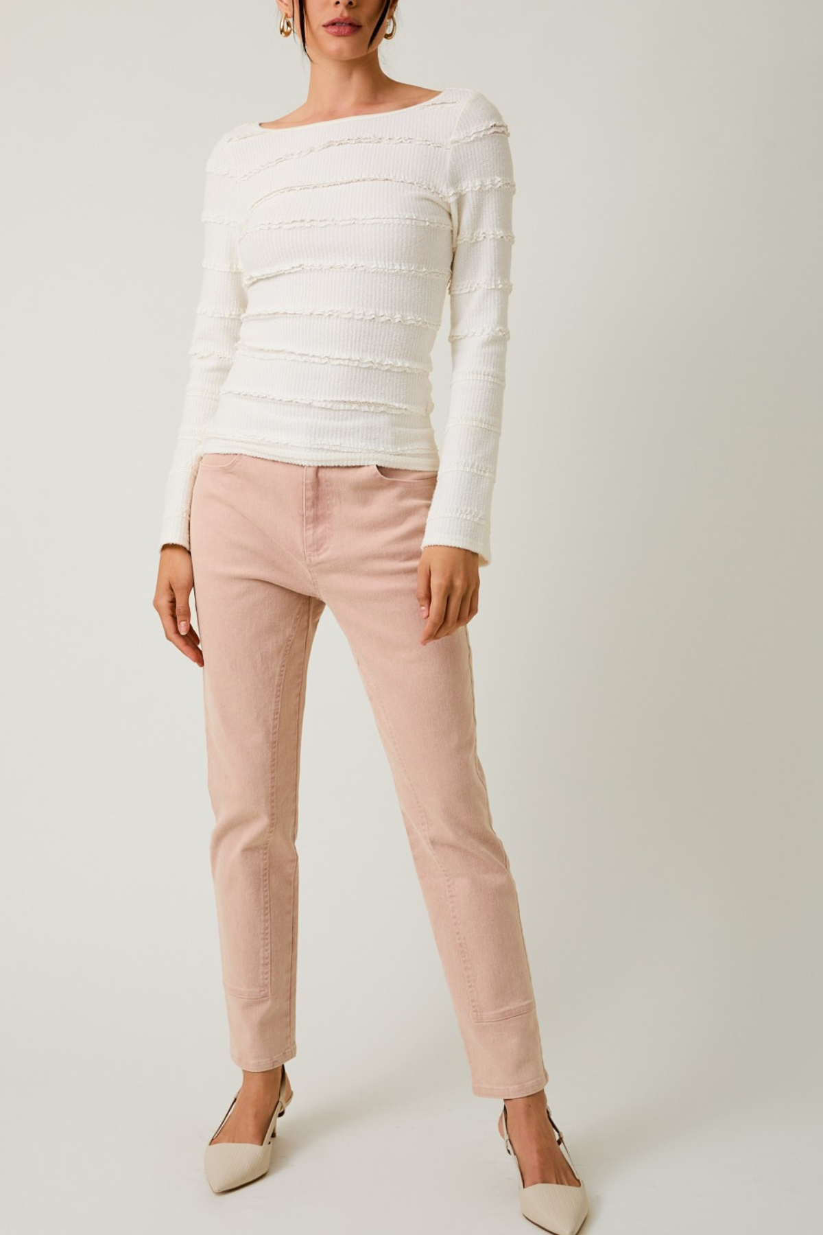 Boat Neck Long Sleeve Top