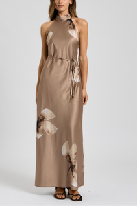 Floral Halter Neck Maxi Dress