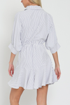 3/4 Sleeve Tie Front Mini Dress
