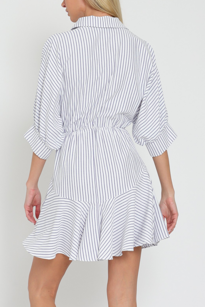 3/4 Sleeve Tie Front Mini Dress