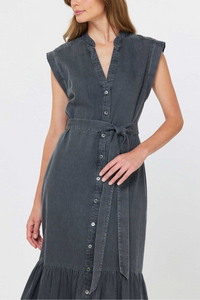 Washed Button Down Midi Dress