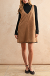 V-Neck Suede Shift Dress
