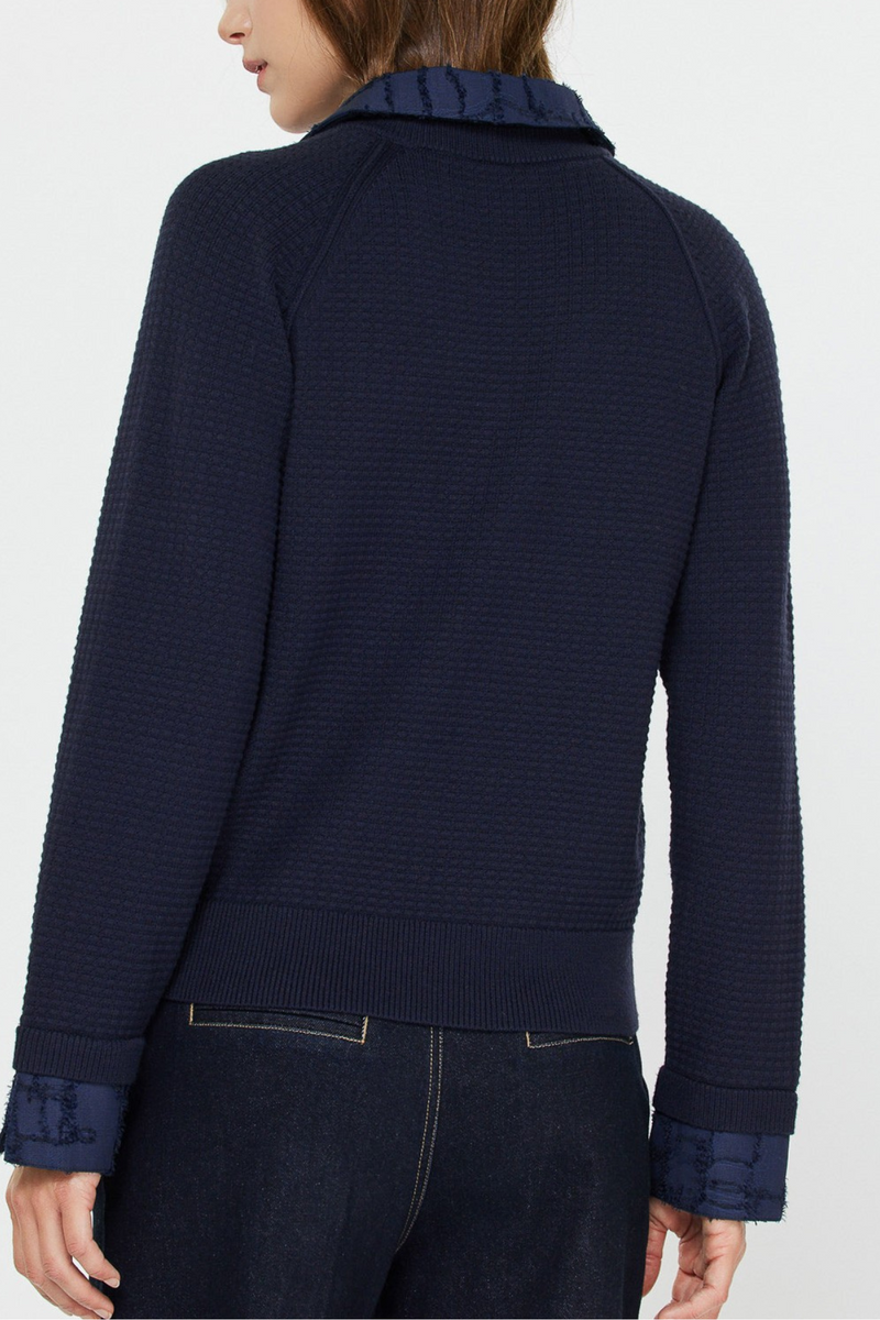 Collared Woven Combo Sweater