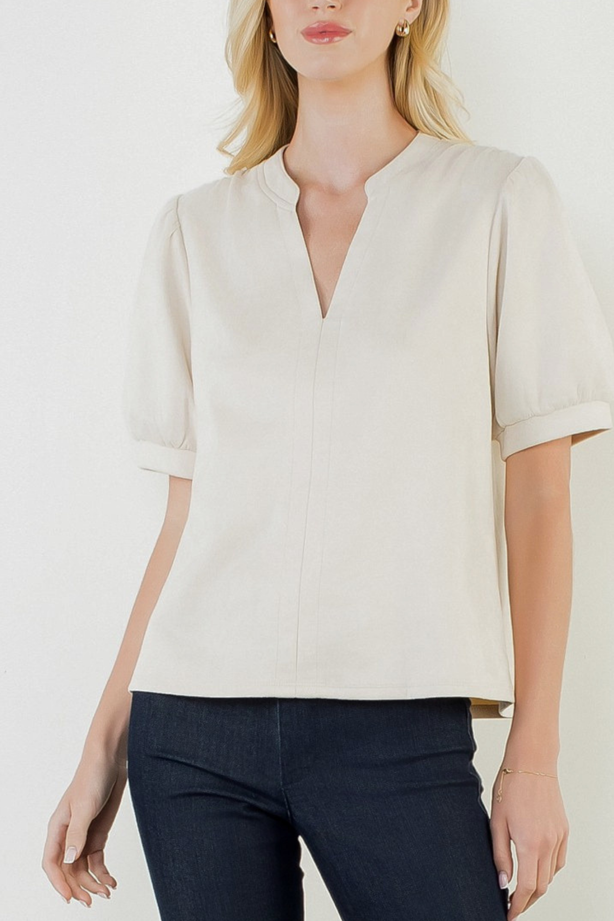 Soft Suede V-Neck Top