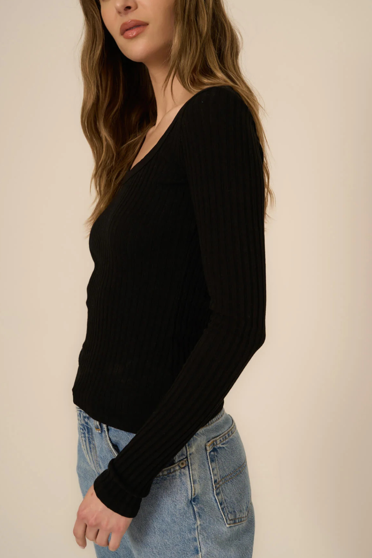 What's The Scoop Washed Rib Long Sleeve