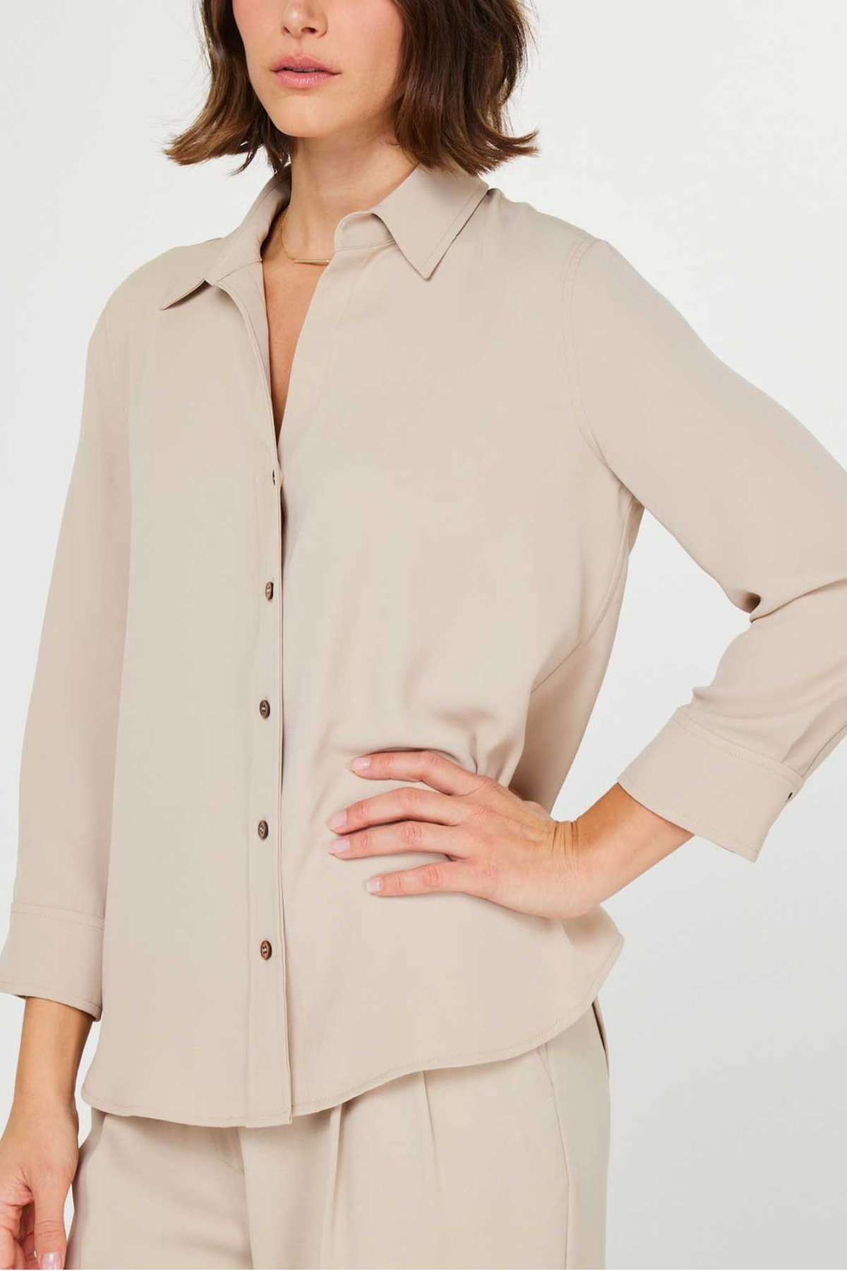 3/4 Sleeve Button Down Shirt