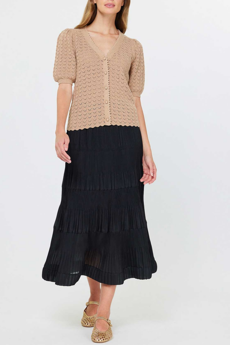 Short Sleeve Scalloped Cardigan Top