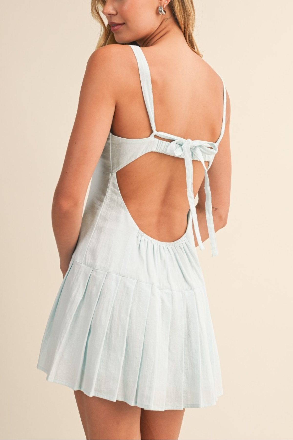Shirring Bra Cotton Mini Dress