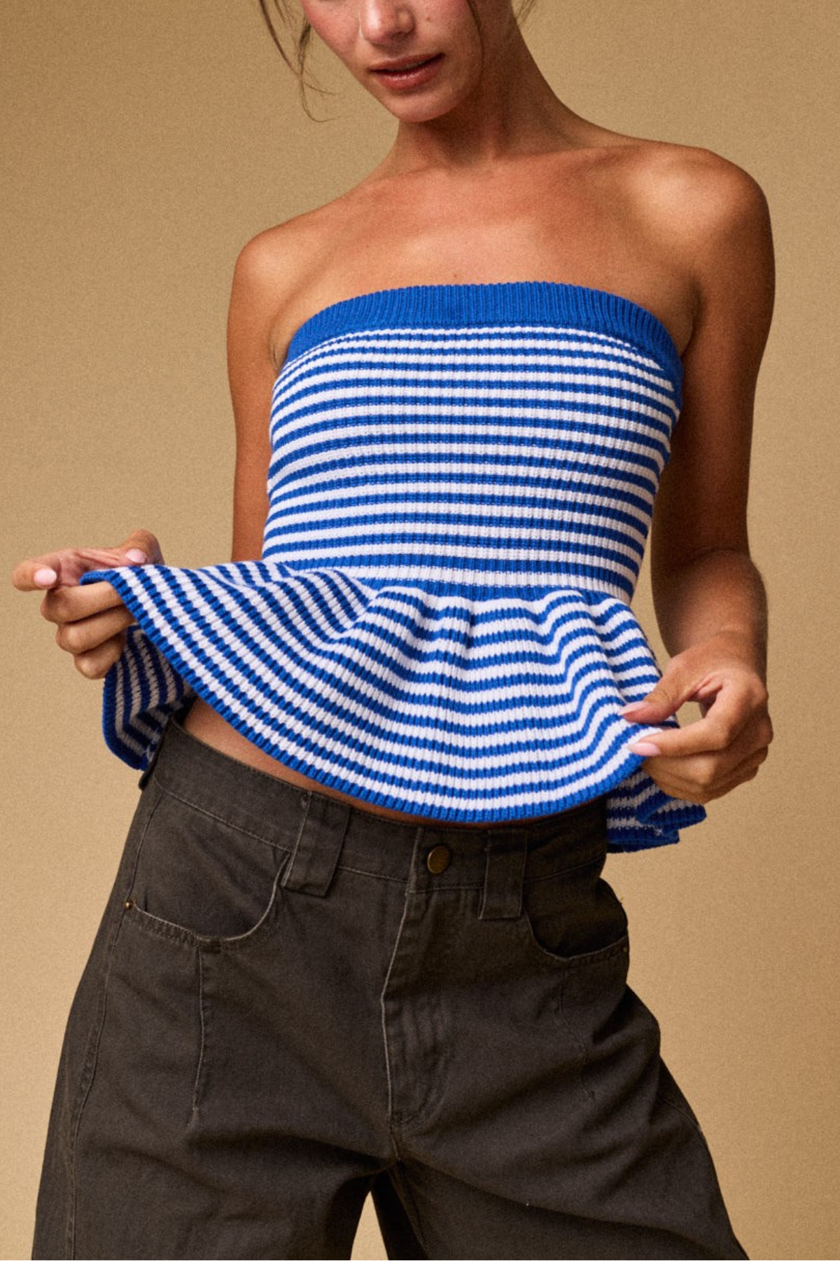 Striped Knit Tube Top