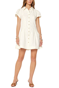 Textured Button Down Mini Dress