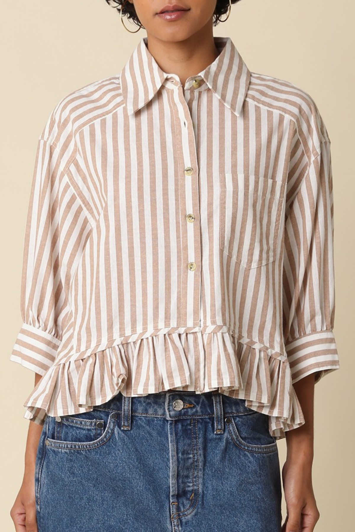 Harper Stripe Ruffle Hem Blouse