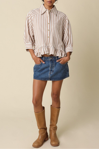 Harper Stripe Ruffle Hem Blouse