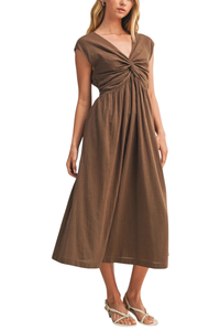 Twist-Front Flared Dress