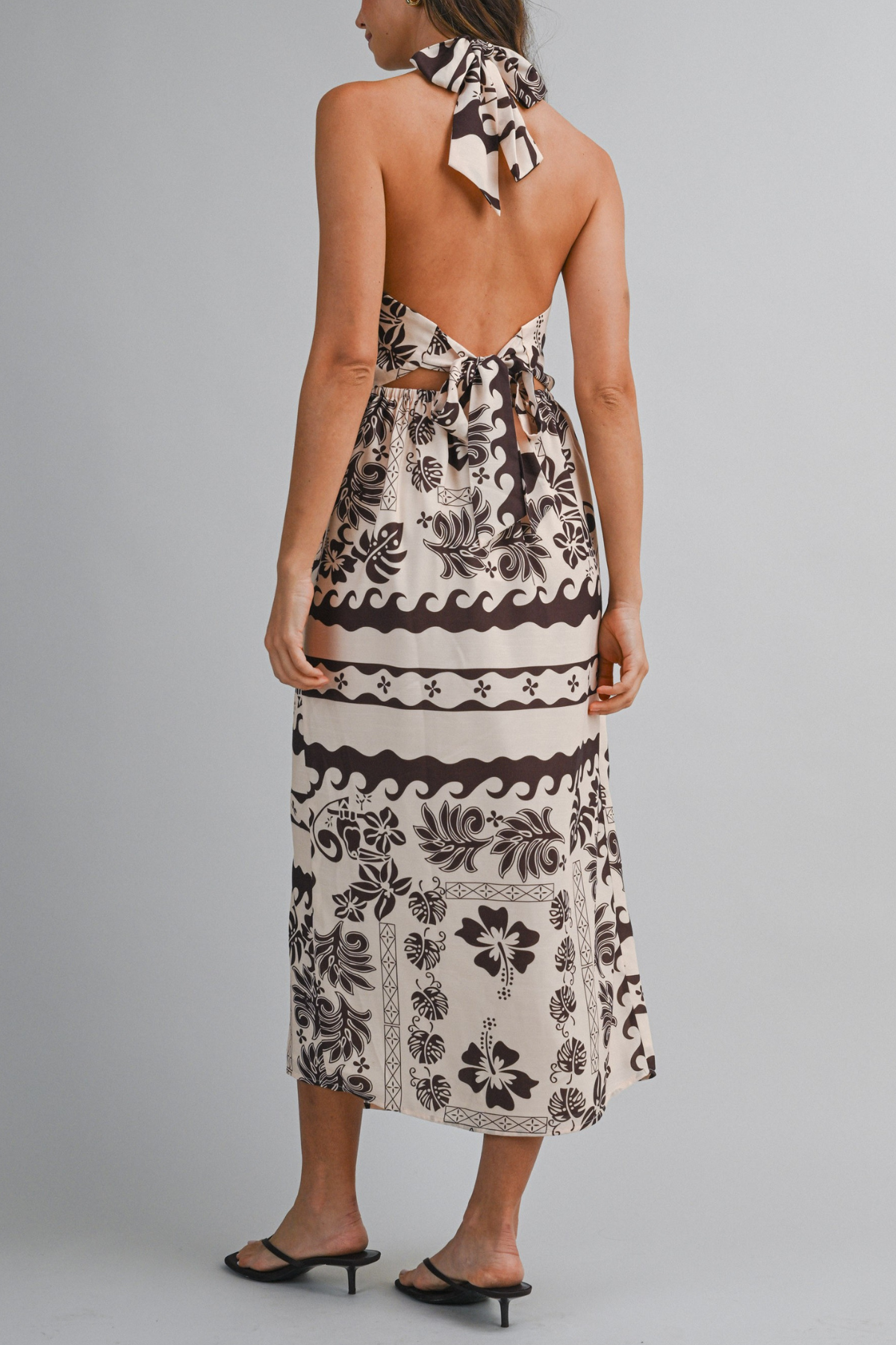 Halter Twist Neck Wrap Style Midi Dress