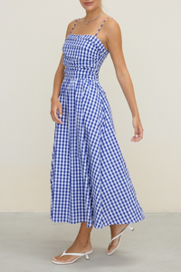 Gingham Spagetti Midi Dress