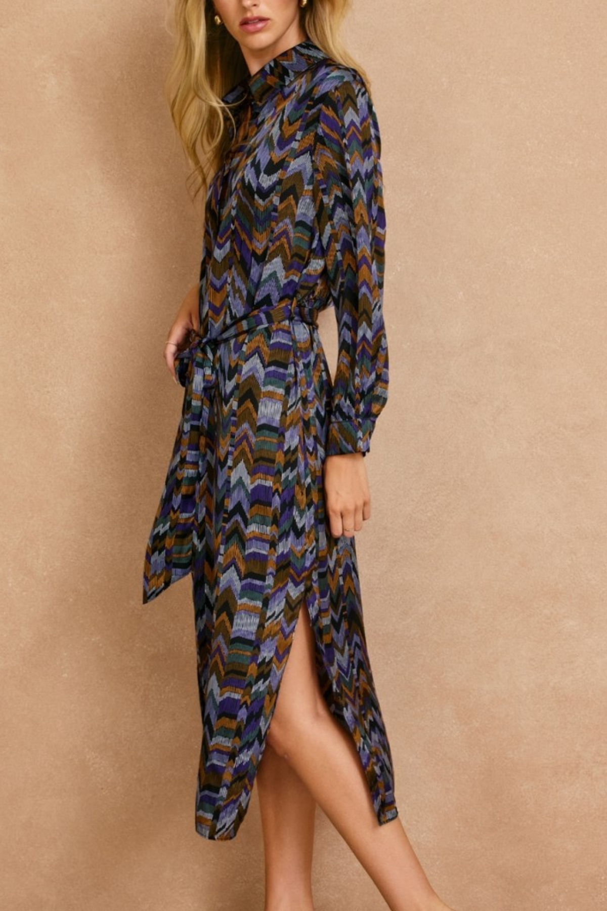 Roll With It Satin Shirt Dress